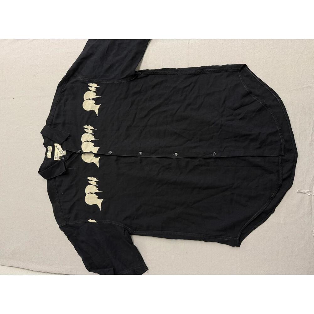 Vintage 80s Goouch SS Button Up - Faces in the Shadows - M